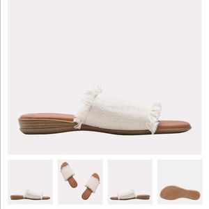 Andre Assous Nirvana Elastic Frayed Sandal (Beige)